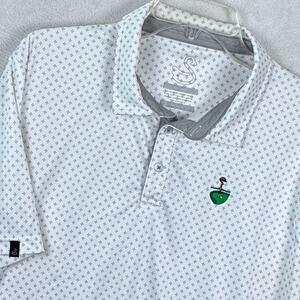 Swannies Polo Shirt Men XL White Gray Starburst AOP Embroidered Golf Performance